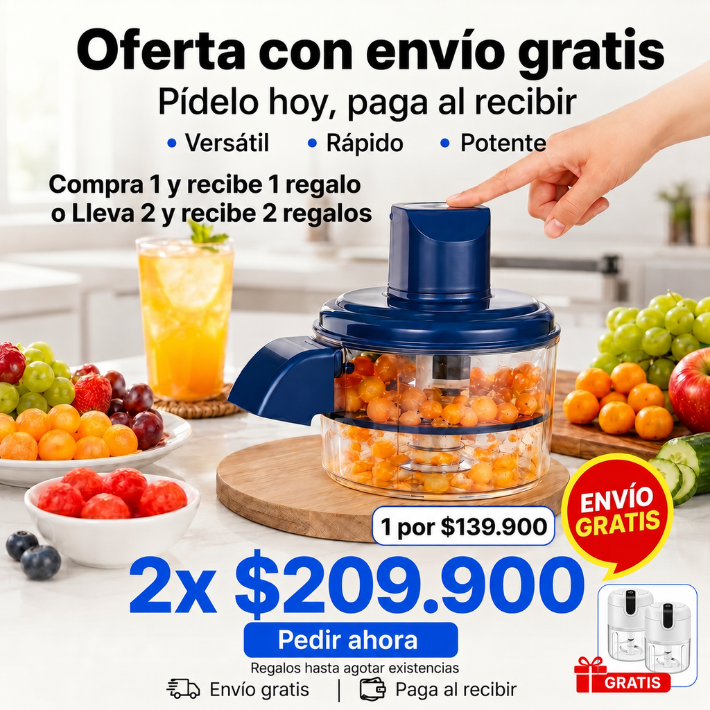 PELADOR ELÉCTRICO DE FRUTAS Y VERDURAS + 🎁 GRATIS PROCESADOR DE ALIMENTOS USB