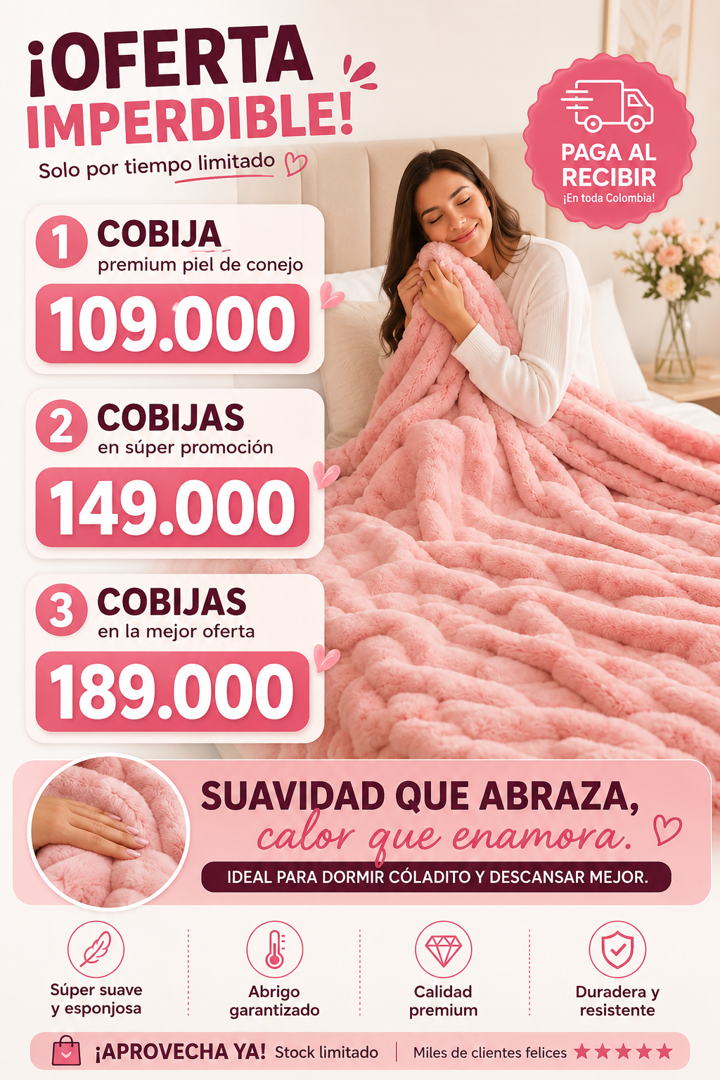 Cobija Premium Piel de Conejo ™ + Envio Gratis
