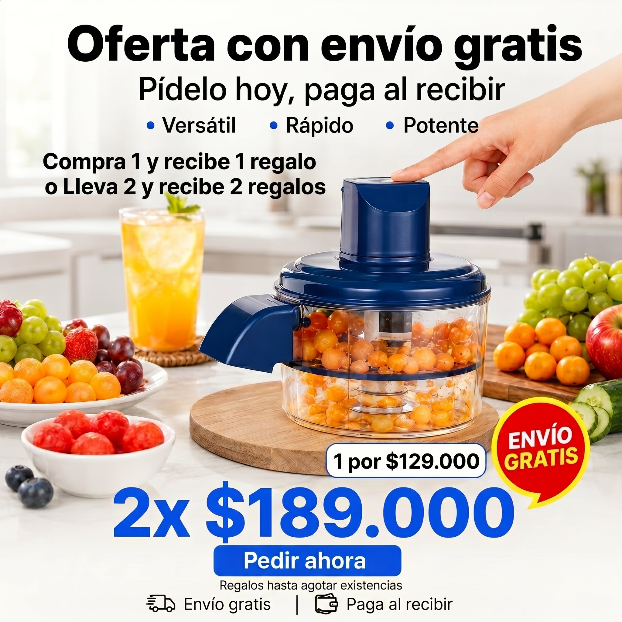 PELADOR ELÉCTRICO DE FRUTAS Y VERDURAS + 🎁 GRATIS PROCESADOR DE ALIMENTOS USB